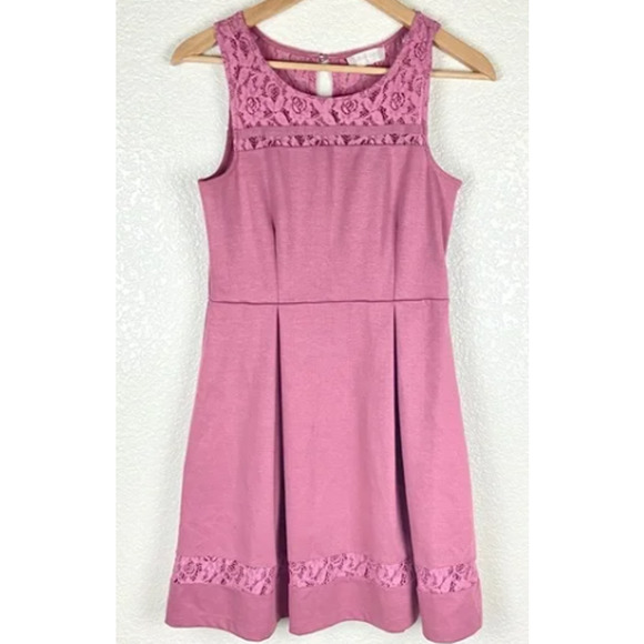 Altar'd State Mauve Sleeveless Lace A-Line Dress-M - Picture 1 of 4